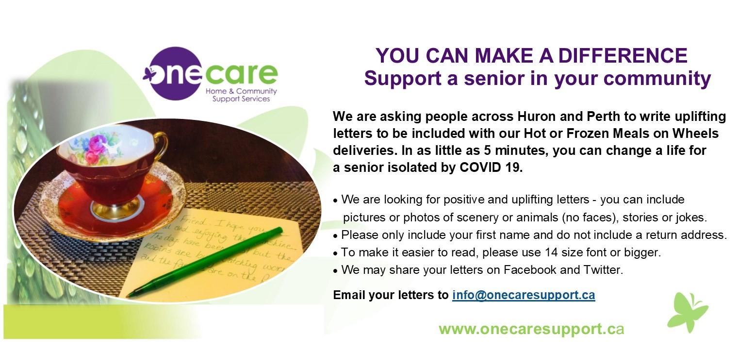 ONE CARE letter writing campaign